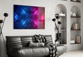 Neon Arrows on Brick Wall Glass Wall Art