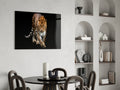 Prowling Leopard on Black Glass Wall Art