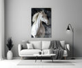 Flowing Mane White Stallion Glass Wall Art