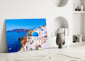 Blue Dome Church Caldera Santorini Glass Wall Art