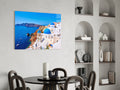 Blue Dome Church Caldera Santorini Glass Wall Art