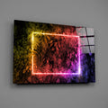 Rainbow Neon Square Foliage Glass Wall Art