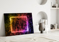 Rainbow Neon Square Foliage Glass Wall Art