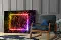 Rainbow Neon Square Foliage Glass Wall Art
