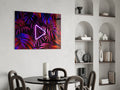 Neon Play Button Palms Glass Wall Art