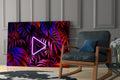 Neon Play Button Palms Glass Wall Art
