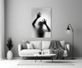 Monochrome Shadow Hands Silhouette Glass Wall Art