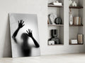 Monochrome Shadow Hands Silhouette Glass Wall Art