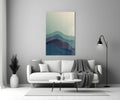 Line Art Waves Blue Teal Glass Wall Art