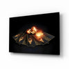 Fanned Four Aces With Flaming Dice Glass Wall Art