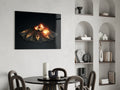 Fanned Four Aces With Flaming Dice Glass Wall Art