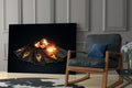 Fanned Four Aces With Flaming Dice Glass Wall Art