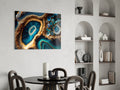 Teal Gold Agate Geode Glass Wall Art
