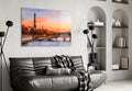 Seine River Bridge Sunset Glass Wall Art