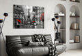 Red Umbrellas Paris Street Glass Wall Art