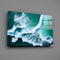 Emerald Ocean Waves Aerial Glass Wall Art
