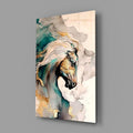 Teal and Gold Marble Horse Glass Wall Art