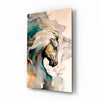Teal and Gold Marble Horse Glass Wall Art