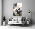 Black and Gold Marble Horse Glass Wall Art