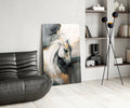Black and Gold Marble Horse Glass Wall Art