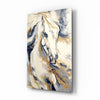 White Horse Navy Gold Marble Glass Wall Art