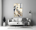 White Horse Navy Gold Marble Glass Wall Art