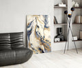 White Horse Navy Gold Marble Glass Wall Art