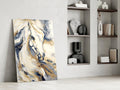 White Horse Navy Gold Marble Glass Wall Art