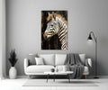 Golden Mane Zebra Glass Wall Art