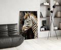 Golden Mane Zebra Glass Wall Art