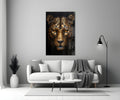 Golden Bronze Leopard Glass Wall Art
