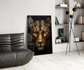 Golden Bronze Leopard Glass Wall Art