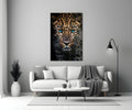 Turquoise Eyed Leopard Glass Wall Art