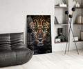 Turquoise Eyed Leopard Glass Wall Art