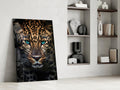 Turquoise Eyed Leopard Glass Wall Art