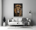 Gilded Paint Drip Lion Glass Wall Art