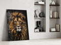 Gilded Paint Drip Lion Glass Wall Art