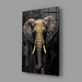 Gold Leaf Elephant Head Black Glass Wall Art