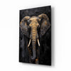 Gold Leaf Elephant Head Black Glass Wall Art