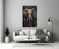 Gold Leaf Elephant Head Black Glass Wall Art