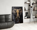 Gold Leaf Elephant Head Black Glass Wall Art
