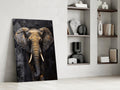 Gold Leaf Elephant Head Black Glass Wall Art