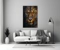 Fierce Golden Leopard Glass Wall Art