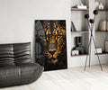 Fierce Golden Leopard Glass Wall Art
