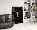 Gold Scorpion Zodiac Card on Black Glass Wall Art