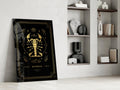 Gold Scorpion Zodiac Card on Black Glass Wall Art