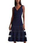 Lauren Ralph Lauren Lighthouse Navy Tulle-Panel A-Line Dress, 6